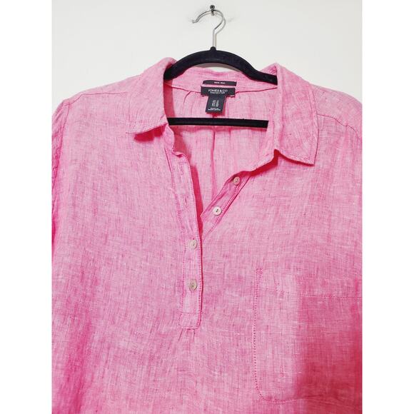 Jones NY Womens 1X 100% Linen Oversized Tunic Top Pink Beach Vacation Resort - Picture 2 of 10